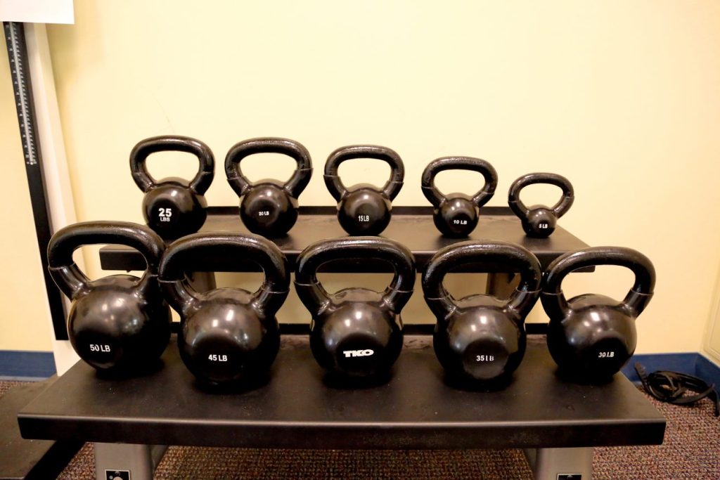 Kettle bell weights in the wellness center